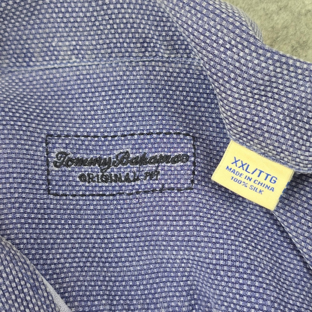 Tommy Bahama Camp Shirt Mens XXL Blue 100% Silk Original Fit Floral Jacquard - Picture 7 of 9
